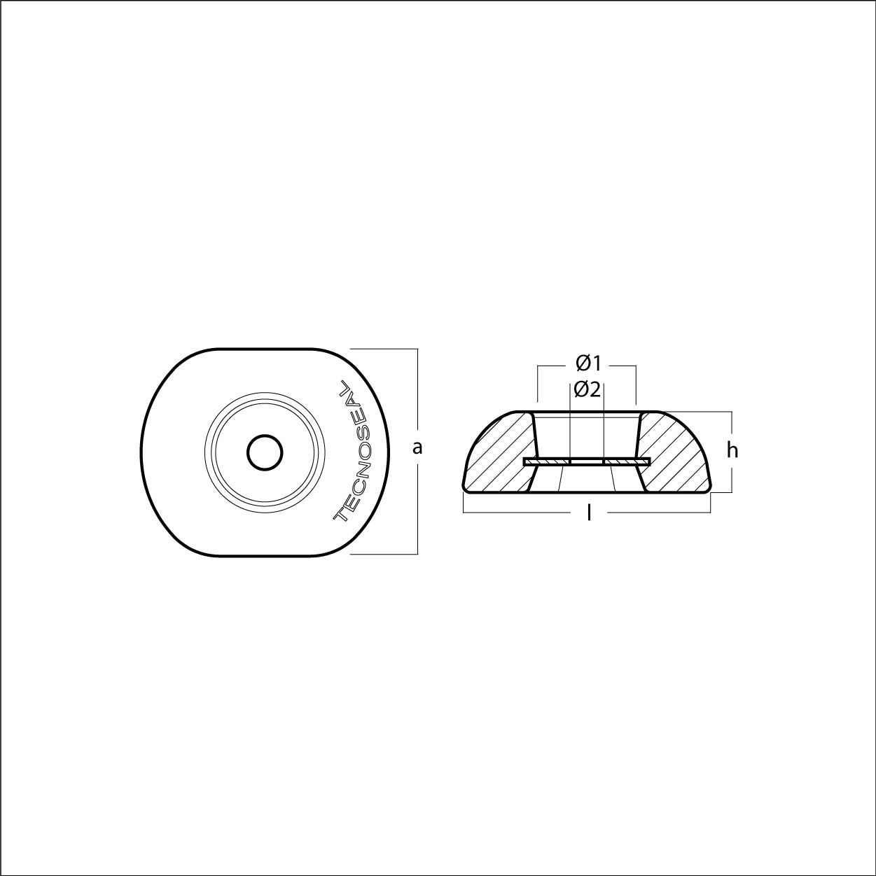 Diskanod av aluminium med stålkärna, 90 mm, för skrov, roder och trimplan - 6