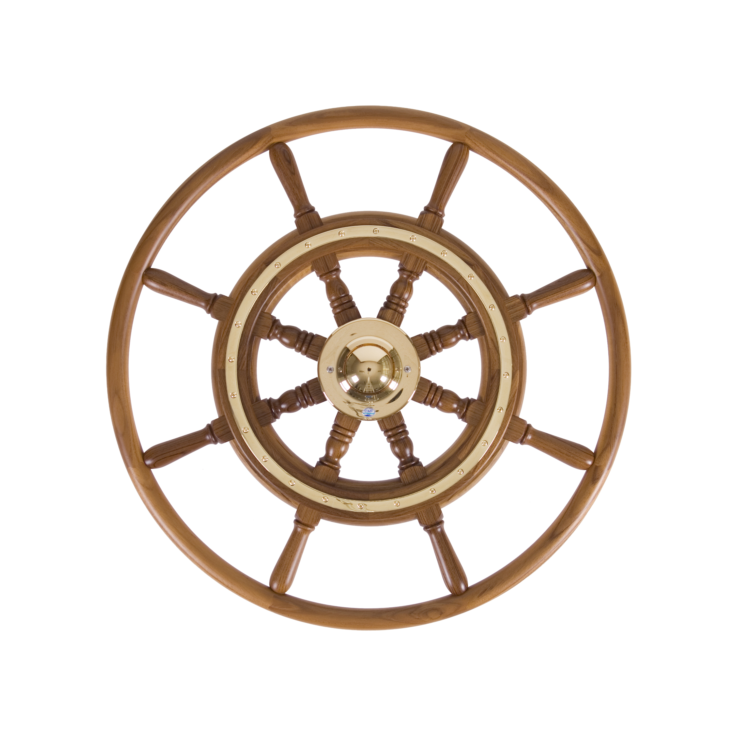 07. Skeppsratt med greppring i teak med beslag
