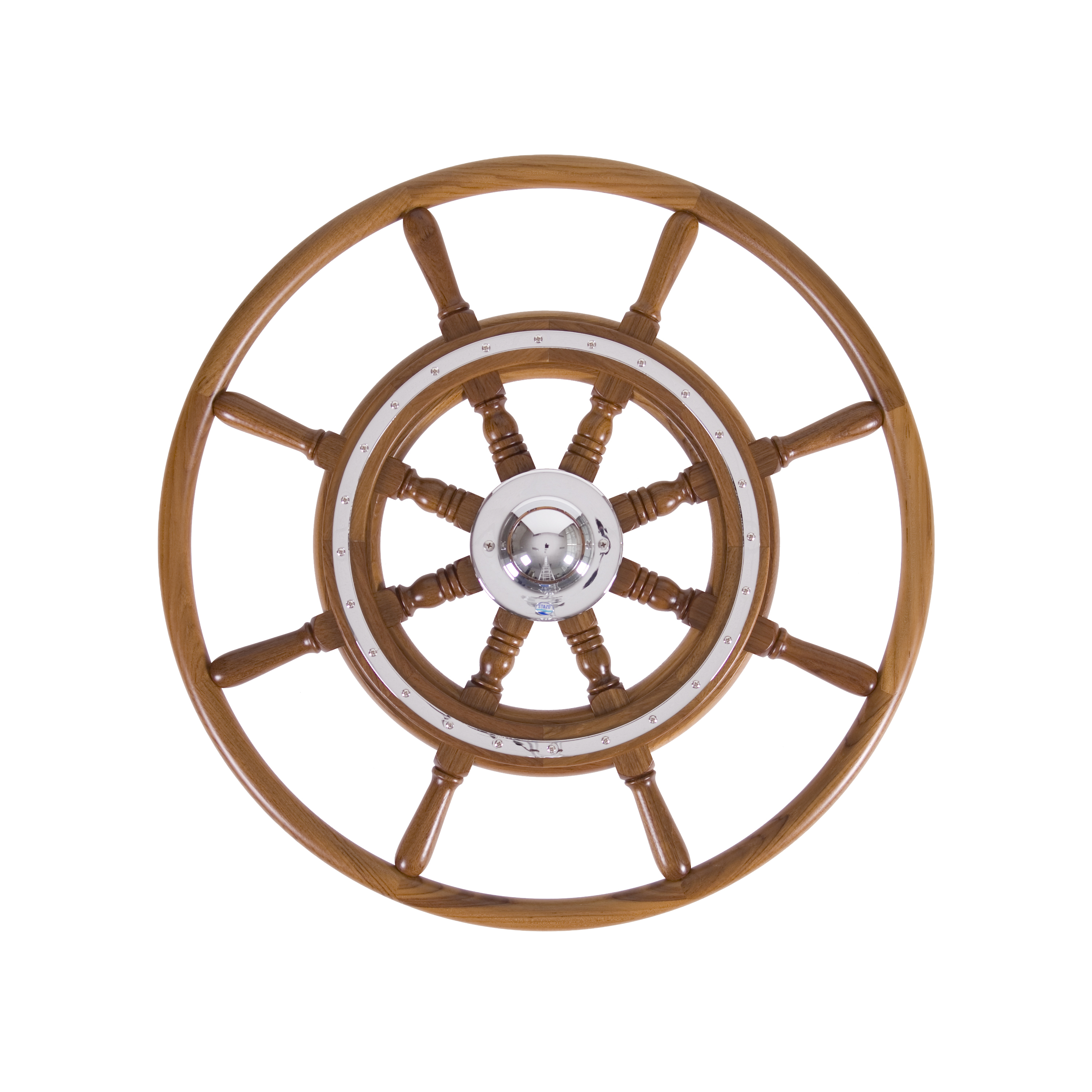 07. Skeppsratt med greppring i teak med beslag