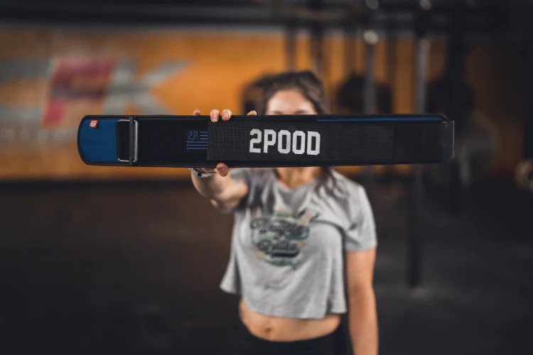 2POOD Navy Velcro Patch Straight Weightlifting Belt - Burpee Shop