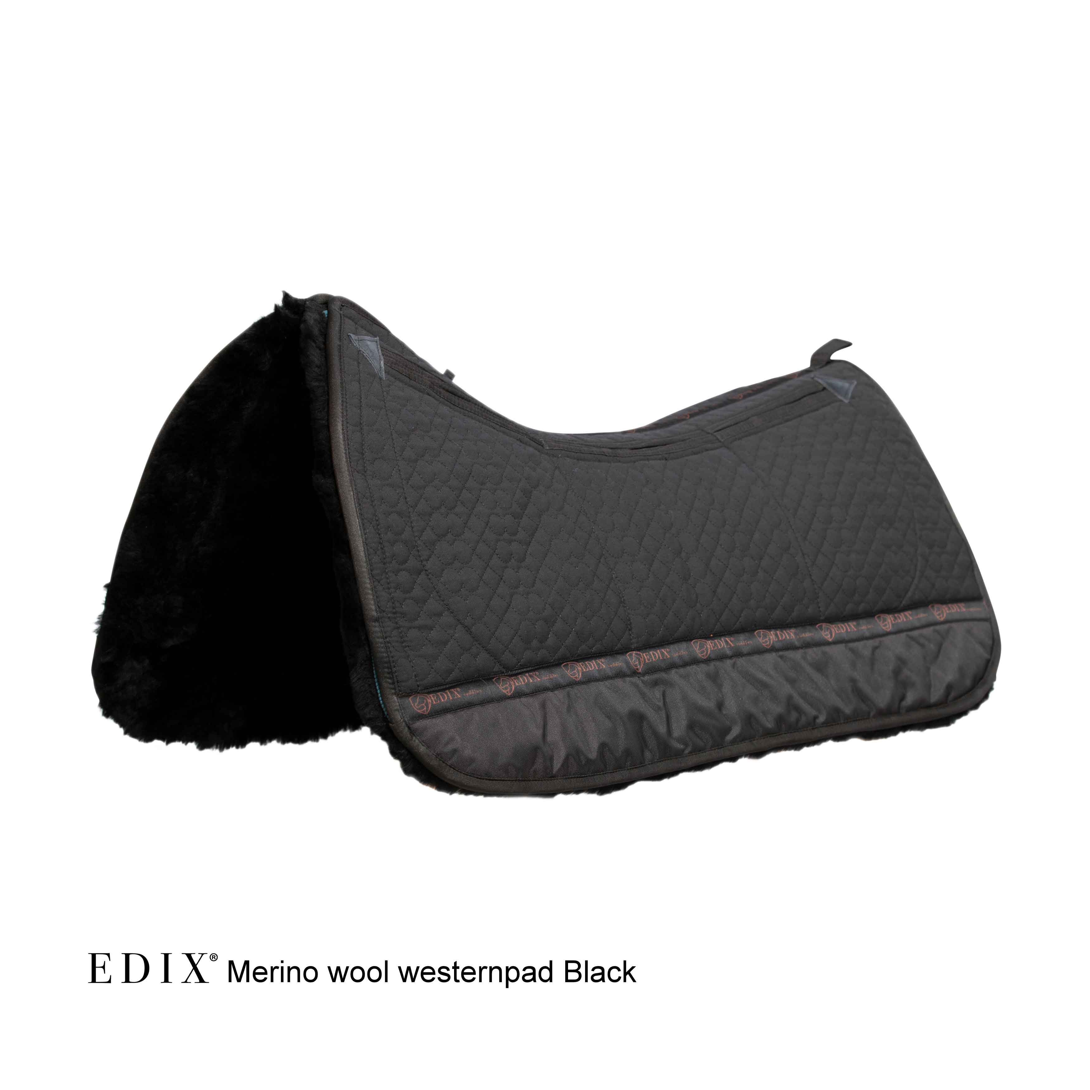 EDIX® Westernpad Premium, äkta Merinoull (inkl. 8 st ilägg), svart