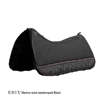 EDIX® Westernpad Premium, äkta Merinoull (inkl. 8 st ilägg), svart