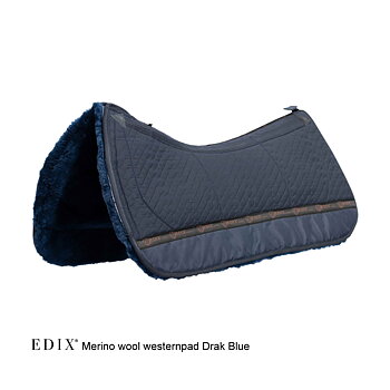 EDIX® Westernpad Premium, äkta Merinoull (inkl. 8 st ilägg), marinblå