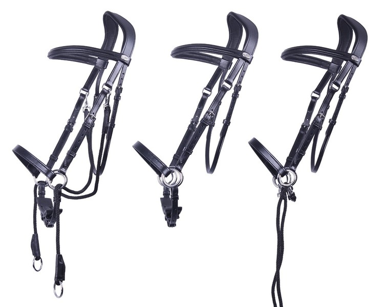 Bitless Bridle + Sidepull (3-i-1) QHP Ceto, inkl. tyglar, svart - 2