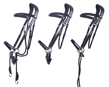 Bitless Bridle + Sidepull (3-i-1) QHP Ceto, inkl. tyglar, svart