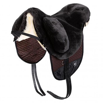 Horsedream® barbackasadel / lammskinnssadel Premium Plus XH - HÖG MANKE, mörkbrun
