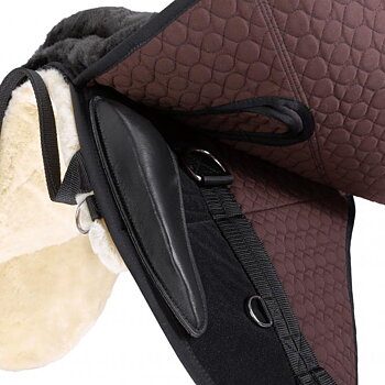 Horsedream® barbackasadel / lammskinnssadel Cloud Spezial+ (knästöd & dubbla kåpor), mörkbrun
