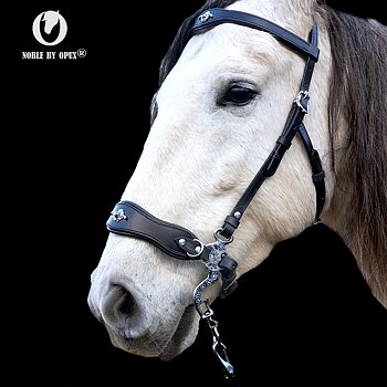 Hackamore bridle Noble by Opux®, black/silver