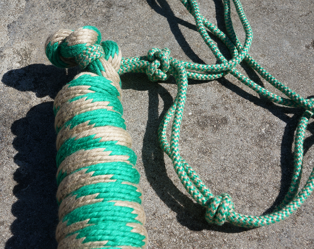 Organic bamboo! EcoLuxe™ Bamboo rope halter incl. lead rope, Tan / Kellygreen - 4