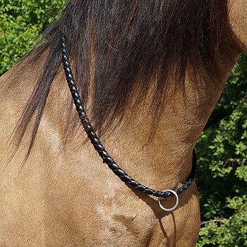 F.R.A® Cordeo/Halsring 'Kripton', Flätat läder, svart