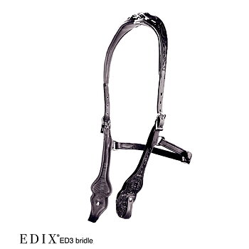 Edix© Rose ED3 anatomiskt träns (till bett, bettlösa nosdelar, bosaler m.fl), svart