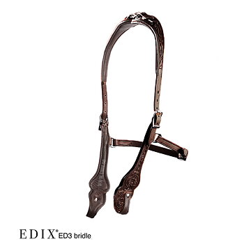 Edix© Rose ED3 anatomiskt träns (till bett, bettlösa nosdelar, bosaler m.fl), brun