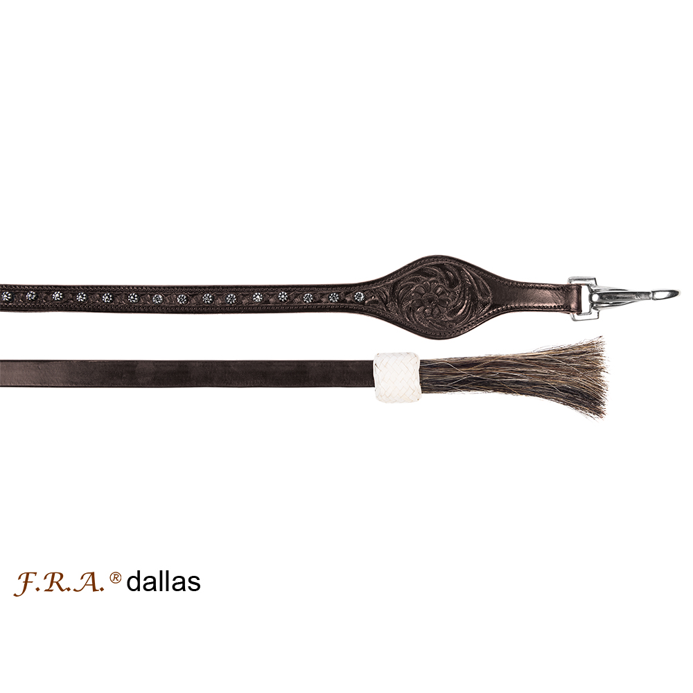 Split Reins med hakar, F.R.A® 'Dallas' DeLuxe, mörkbrun