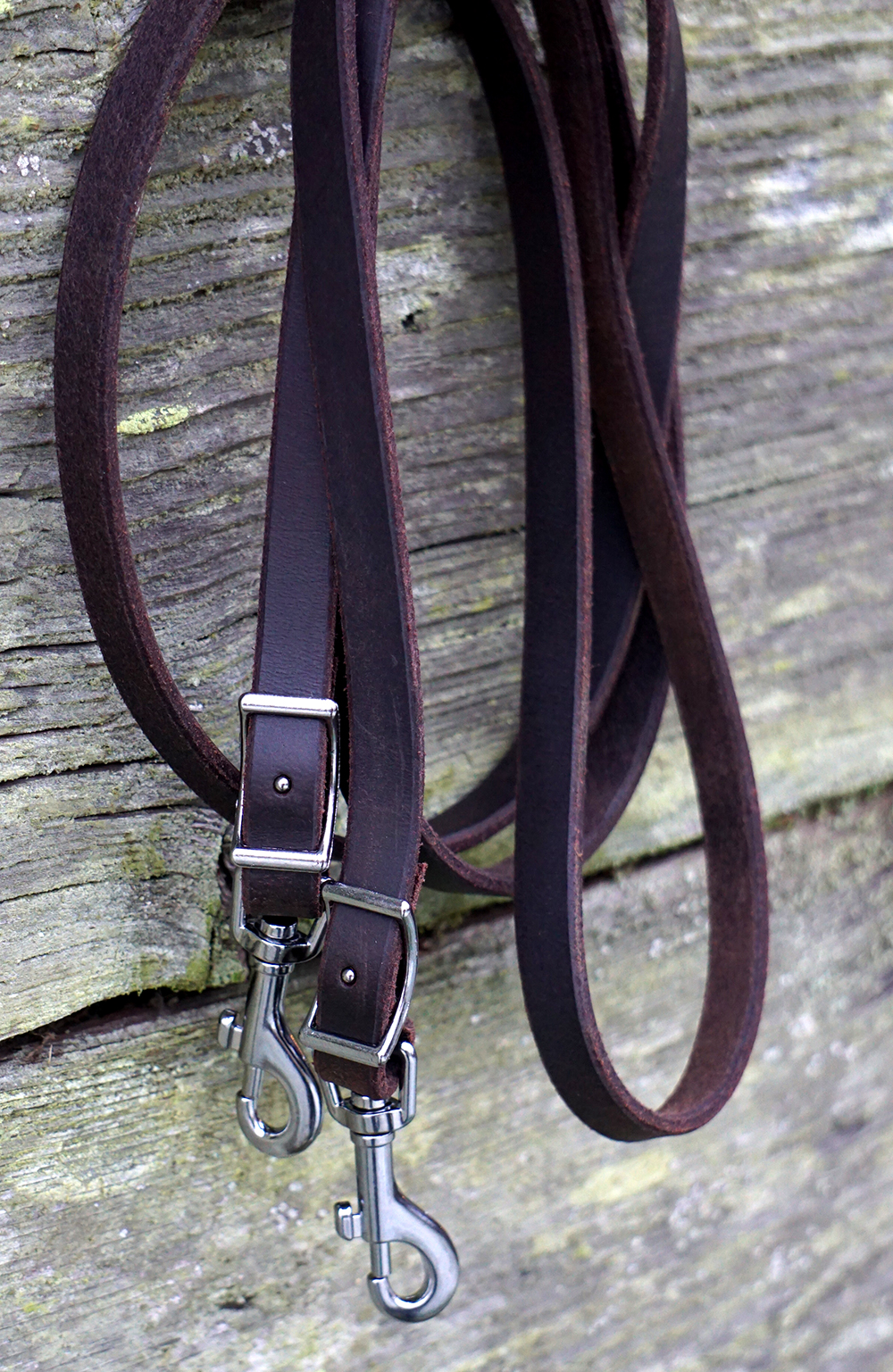 Leather rein with snap hooks, Opux®, brown/silver - 2