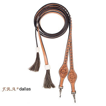 Split Reins med hakar, F.R.A® 'Dallas' DeLuxe, natur