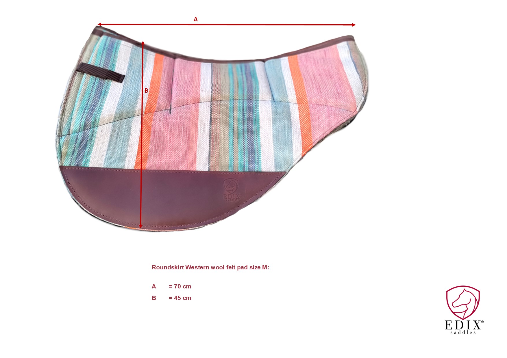 EDIX® Western pad woolfelt roundskirt (incl. 8 inserts), Pink Serape - 9