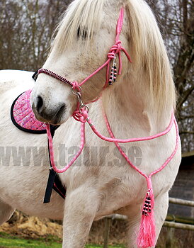 Ridrepgrimma med halsring & tyglar QHP Liberty, ljusrosa