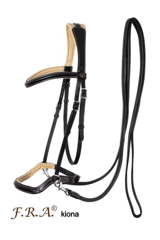 Sidepull Dressage F.R.A® Kiona, anatomiskt, inkl. tyglar, svart - 2