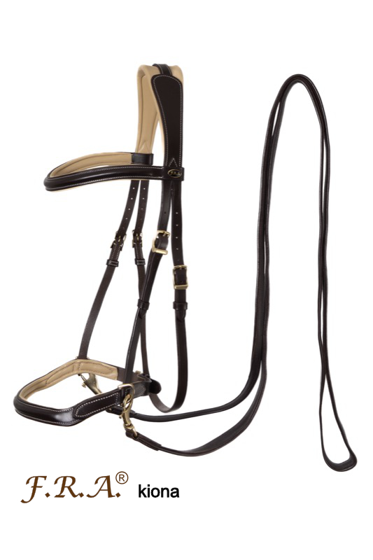 Sidepull Dressage F.R.A® Kiona, anatomiskt, inkl. tyglar, brun - 2