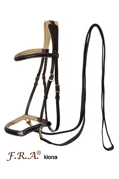 Sidepull Dressage F.R.A® Kiona, anatomiskt, inkl. tyglar, brun