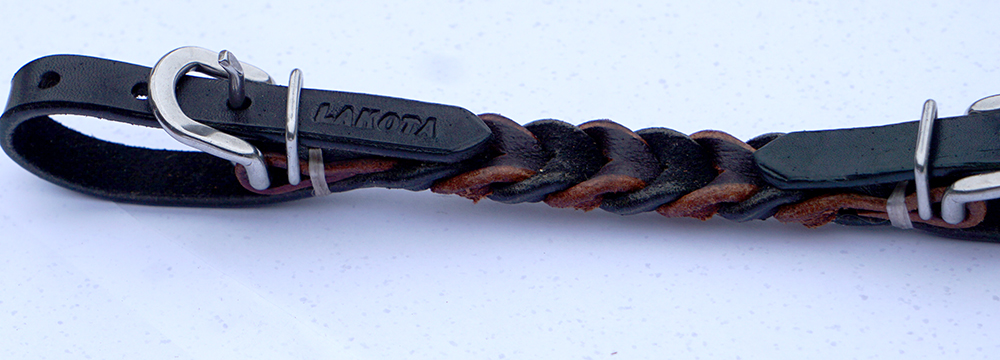Curbstrap / kinnrem Lakota, flätad, svart/brun - 4