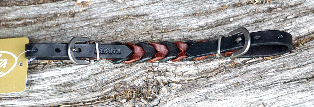 Curbstrap / kinnrem Lakota, flätad, svart/brun - 3