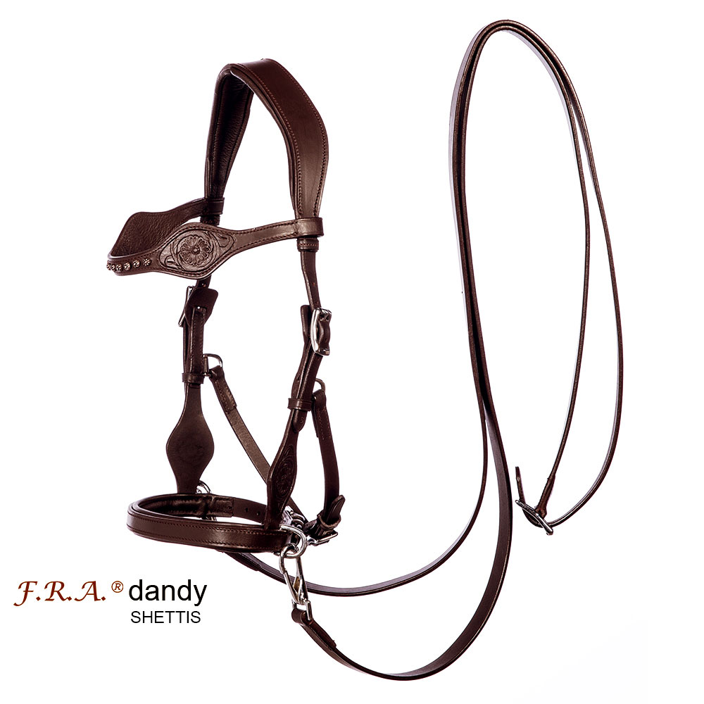 Sidepull anatomiskt med tyglar - F.R.A® 'Dandy', brun, ponny - 6