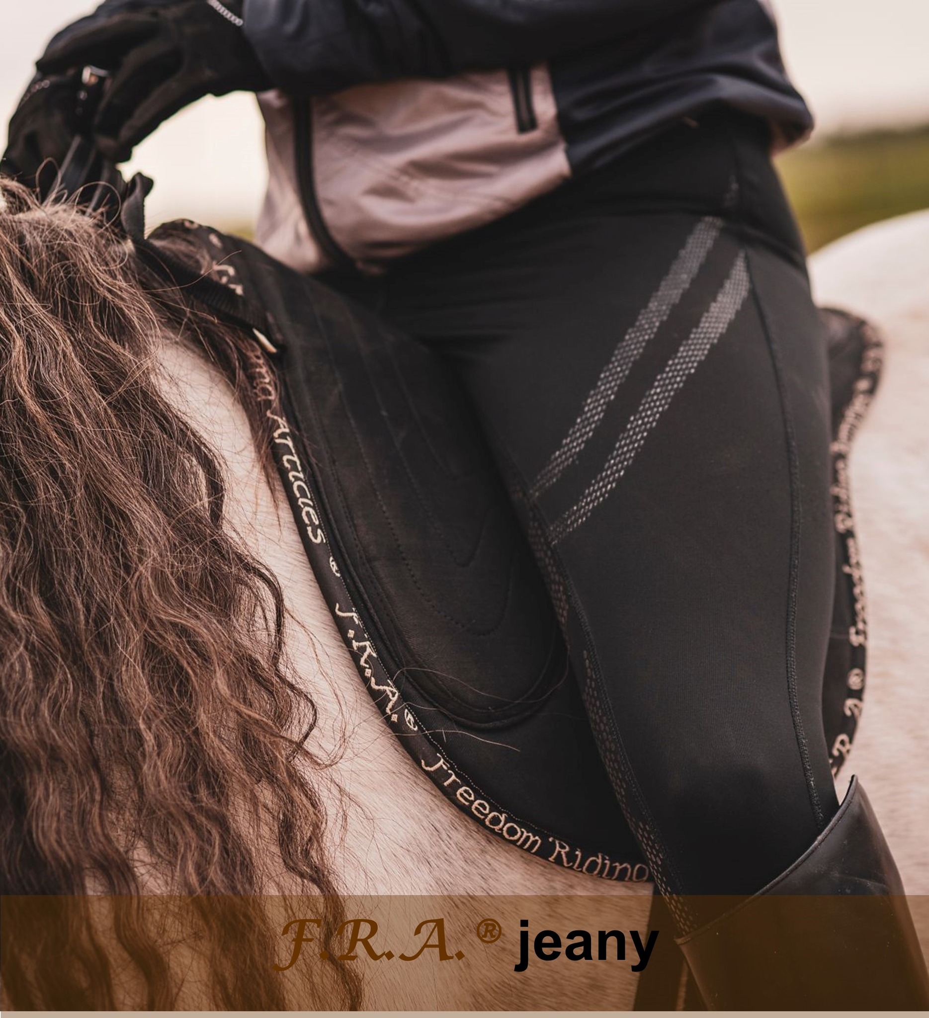Bareback saddle / ride pad F.R.A® Jeany Denim (Close Contact), black - 3