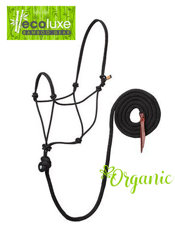 Organic bamboo! EcoLuxe™ Bamboo rope halter incl. lead rope, black