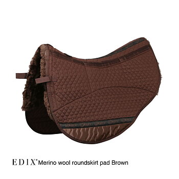 EDIX® Westernpad RoundSkirt Premium, äkta Merinoull (inkl. 8 st ilägg), brun, M/L