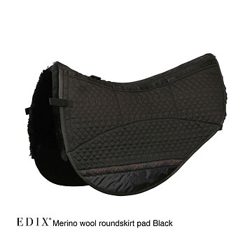 EDIX® Westernpad RoundSkirt Premium, äkta Merinoull (inkl. 8 st ilägg), svart, M/L