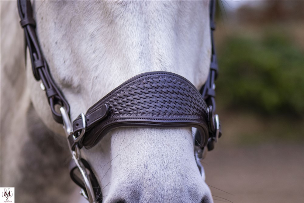 Hackamore bridle F.R.A® 'Fiore' with shanks and rein, black - 3