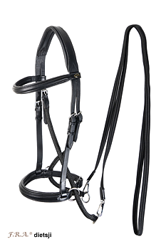 F.R.A® Dietsji Crossunder/Sidepull inkl. tyglar, svart