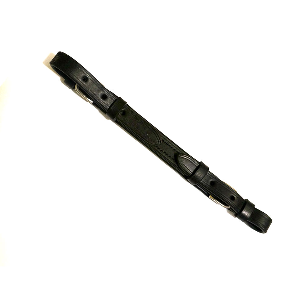 Curbstrap in leather 'DeLuxe' (extra wide), black