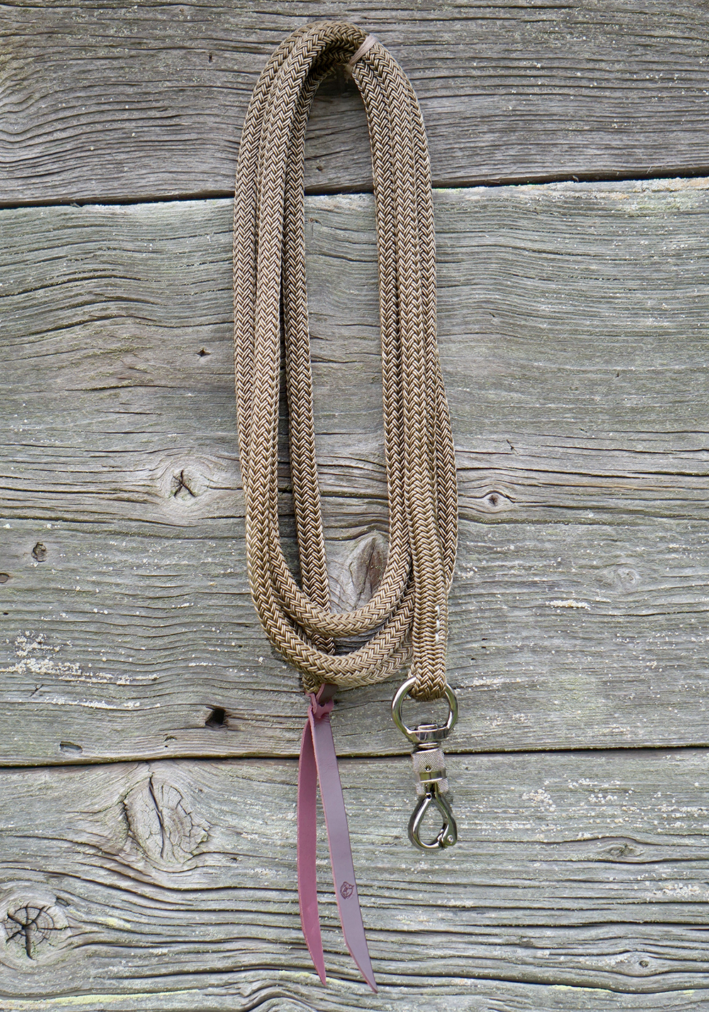 Horsemanship rope 3,7 m Brockamp (360º inox hook), beige