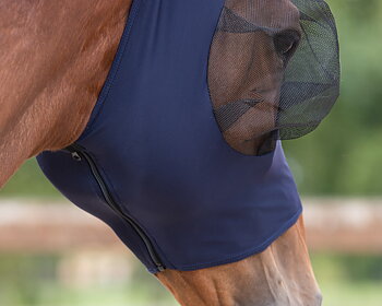 QHP Fly Mask / flughuva (med öron och dragkedja) Super Bug - från minishettis till kallblod, rosa