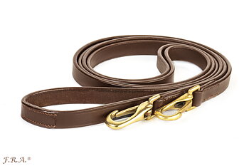 Kapsontygel / slät lädertygel med hakar, F.R.A® 325 cm, mörkbrun/guld