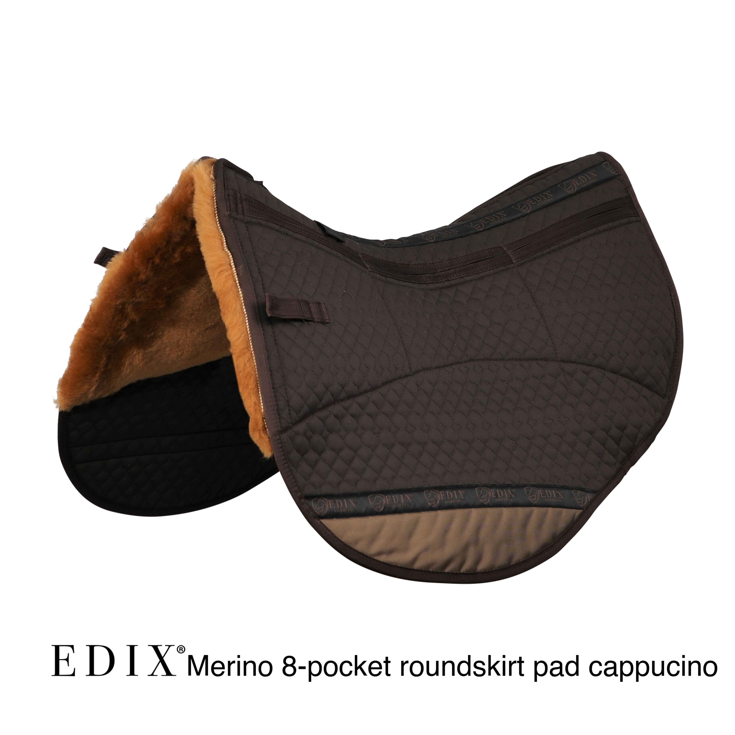 EDIX® Westernpad RoundSkirt Premium, genuine Merino wool (incl. 8 inserts), brown/cappuccino