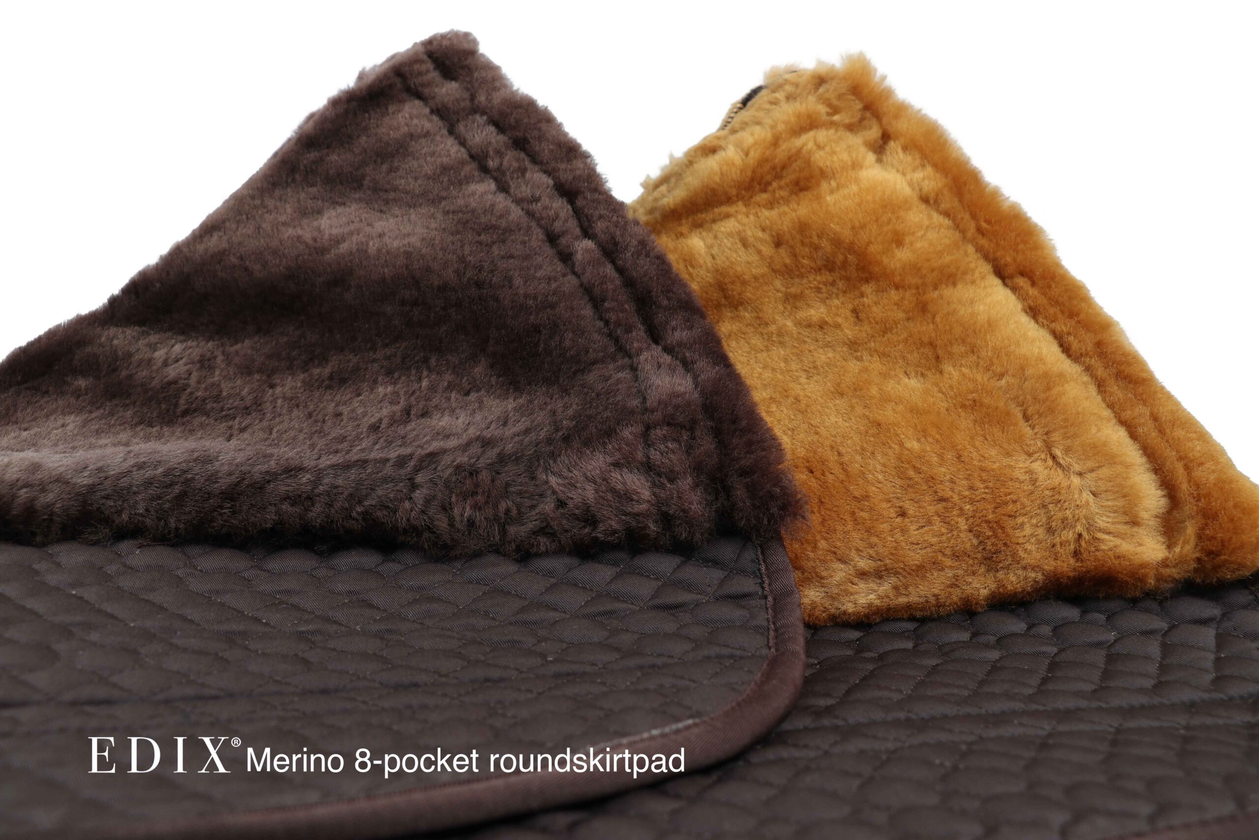 EDIX® Westernpad RoundSkirt Premium, genuine Merino wool (incl. 8 inserts), brown/cappuccino - 4