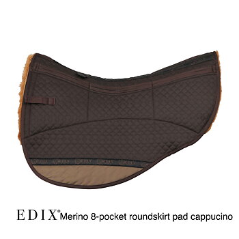 EDIX® Westernpad RoundSkirt Premium, äkta Merinoull (inkl. 8 st ilägg), brun/cappuccino