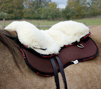 Pioneer® Ride pad / Barebackpad "Slim" (AirMesh and merino wool), brown