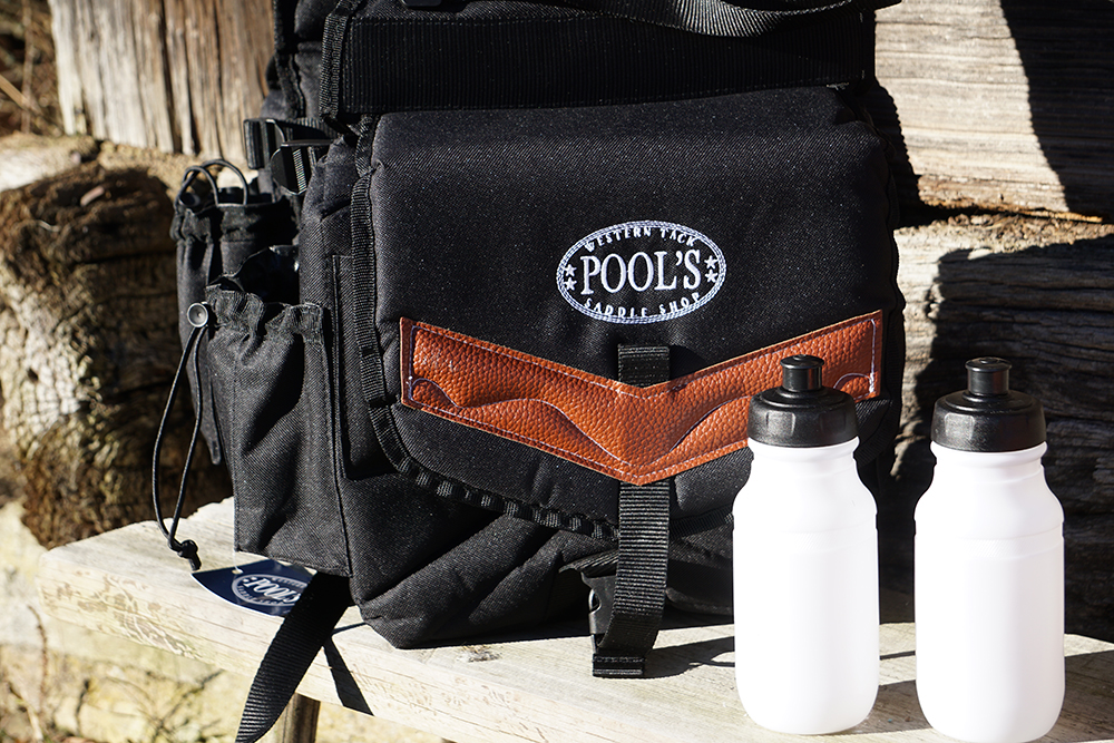 Backpack saddlebag (padded) incl. two bottles (English/Western), black - 2