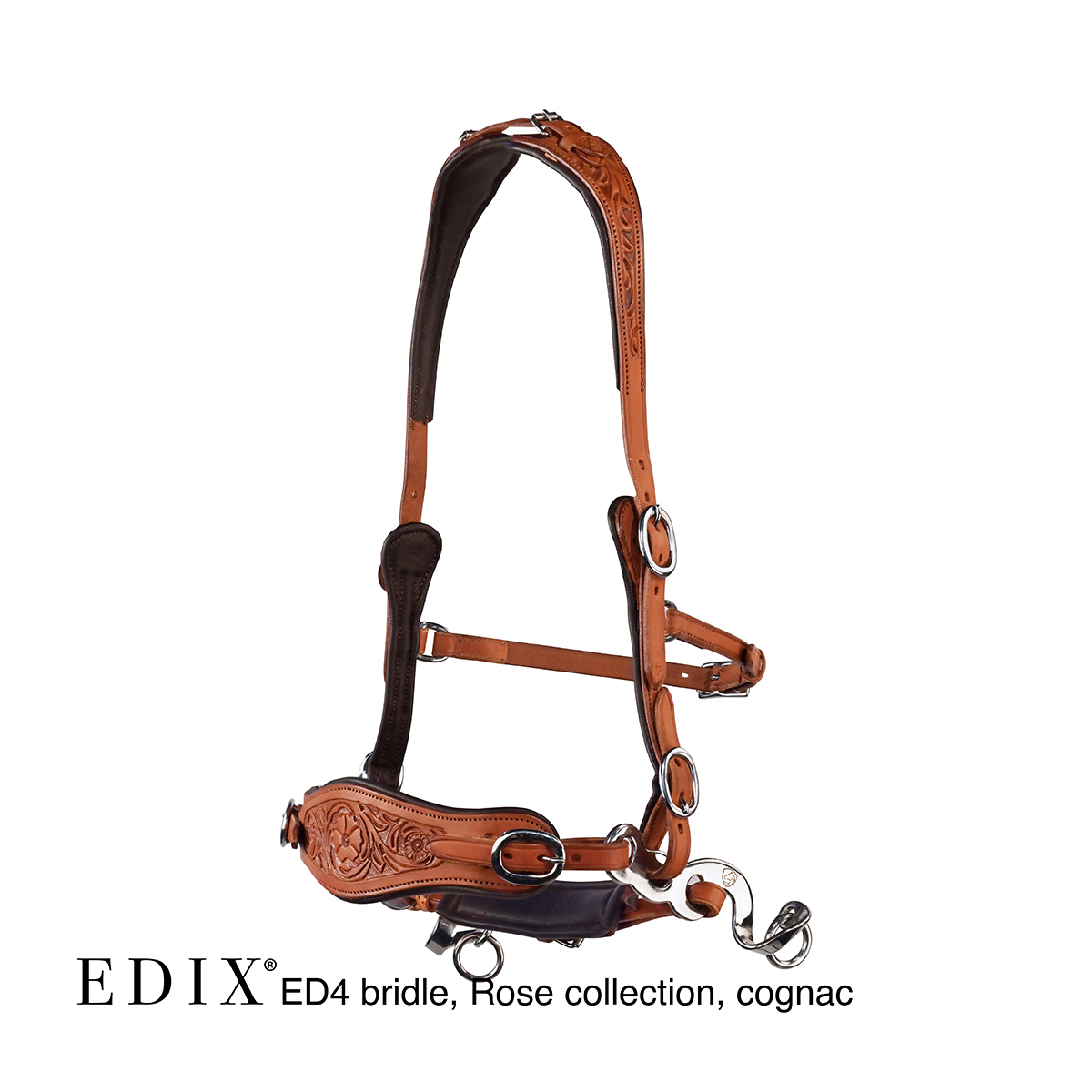 Hackamore bridle Anatomical, Edix© Rose, cognac