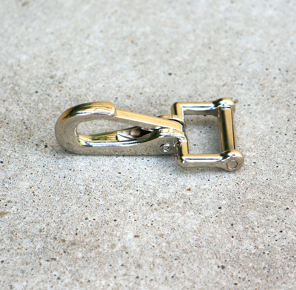 Snap hook with detachable loop, 7 cm, silver - 2