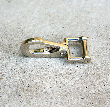Snap hook with detachable loop, 7 cm, silver