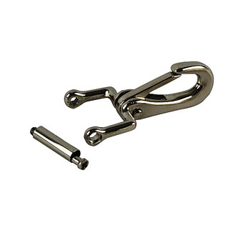 Snap hook with detachable loop, 7 cm, silver