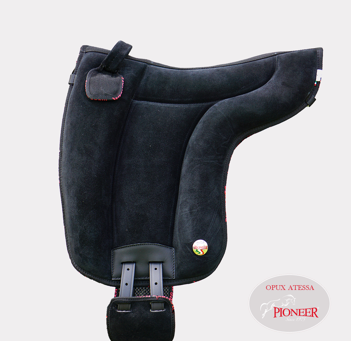 Atessa Ride pad / Bareback pad in suede (with stirrup attachments), BLACK