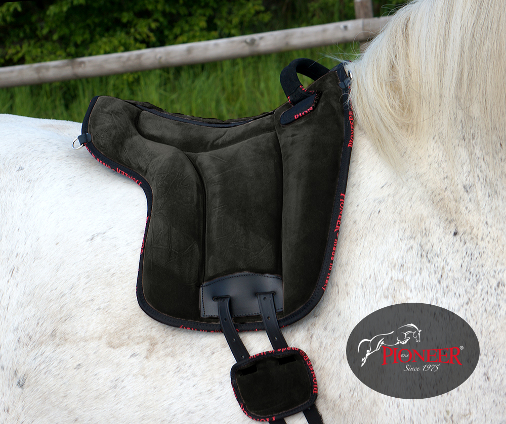 Atessa Ride pad / Bareback pad in suede (with stirrup attachments), BLACK - 2