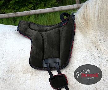 Atessa Ride pad / Bareback pad in suede (with stirrup attachments), BLACK