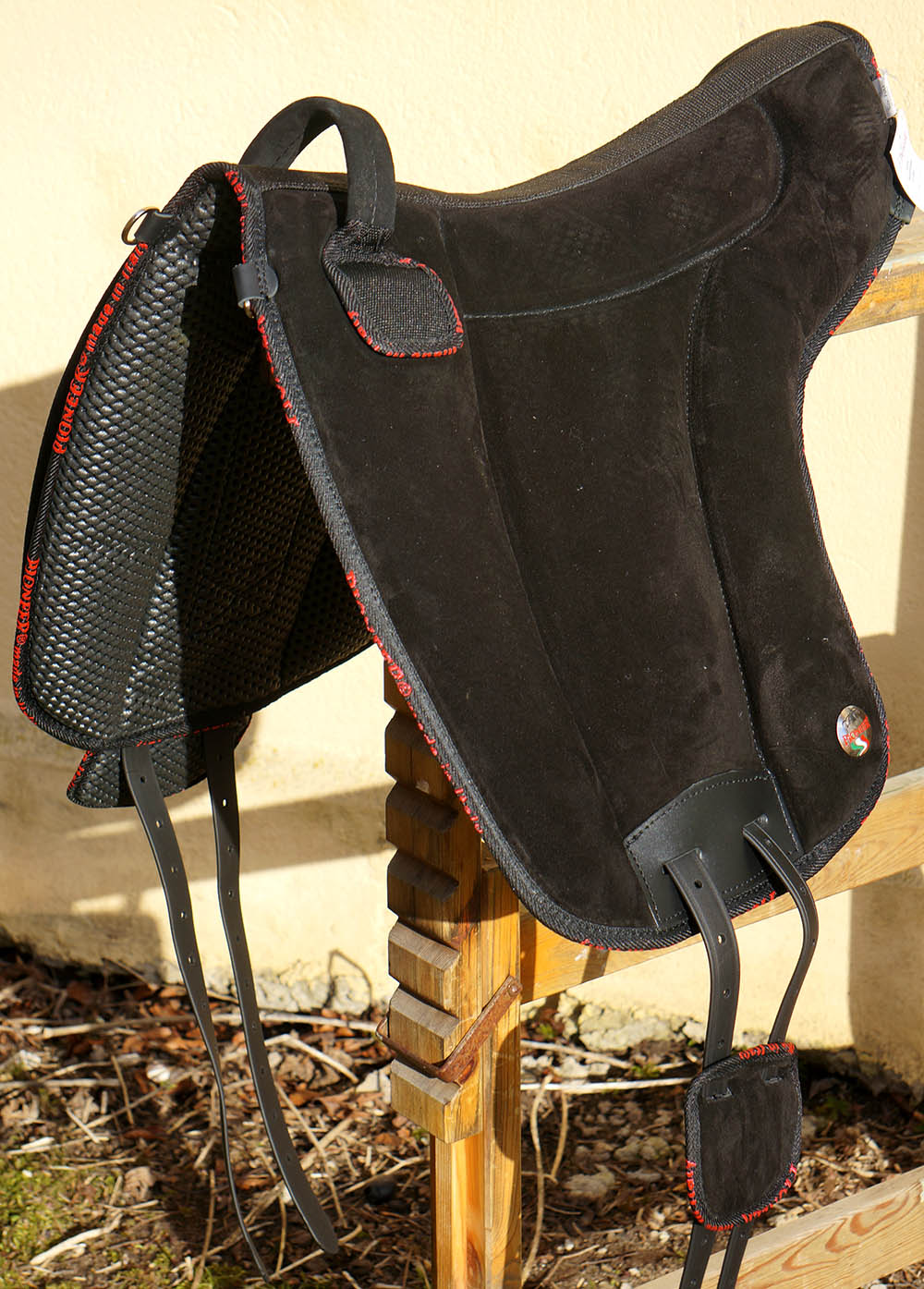 Atessa Ride pad / Bareback pad in suede (with stirrup attachments), BLACK - 6